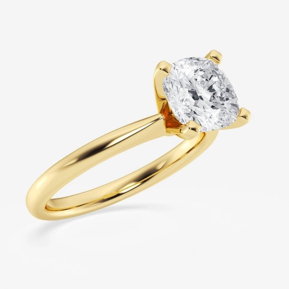 2 CTW Cushion Lab Grown Diamond Petite Solitaire Engagement Ring - Picture 4 of 6